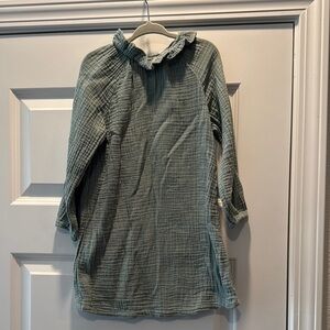 Green Textured Long Sleeve Dress